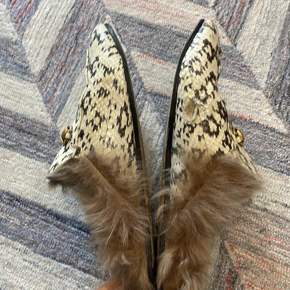 Gucci Princetown Python Fuzzy Mules w/Horsebit W 10 M 8 Unisex - Picture 4 of 10